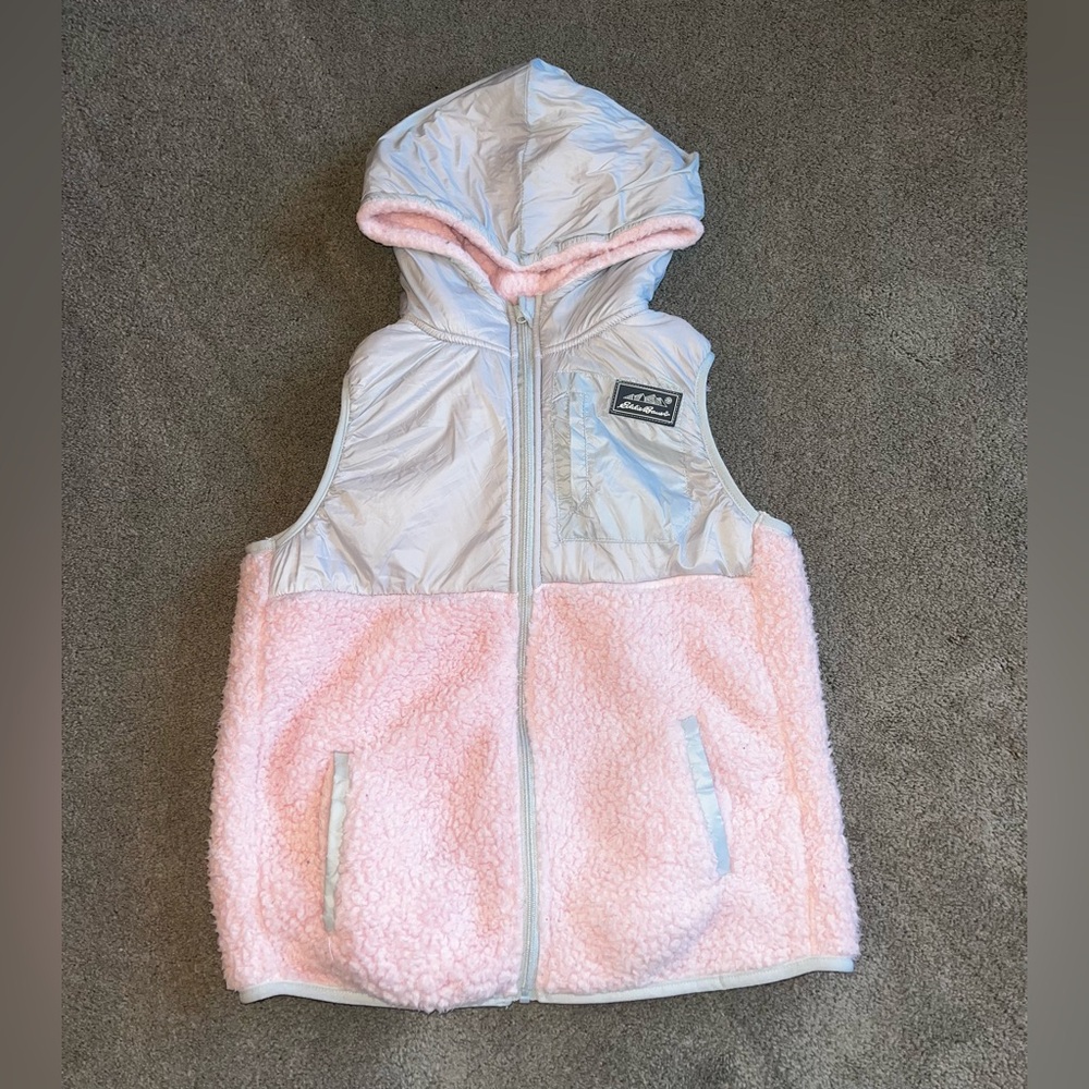 Eddie Bauer Youth size Large (14) Pink Fleece Zip-Up Vest